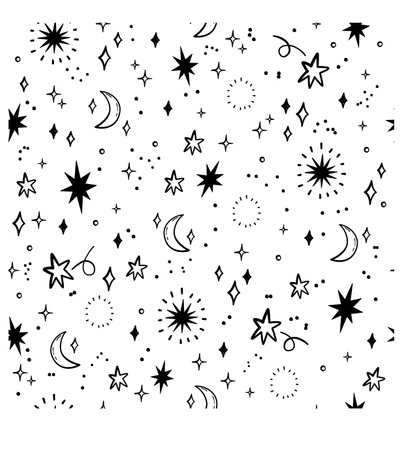 Sparkle stars seamless pattern, Vector hand drawn background illustration.のイラスト素材