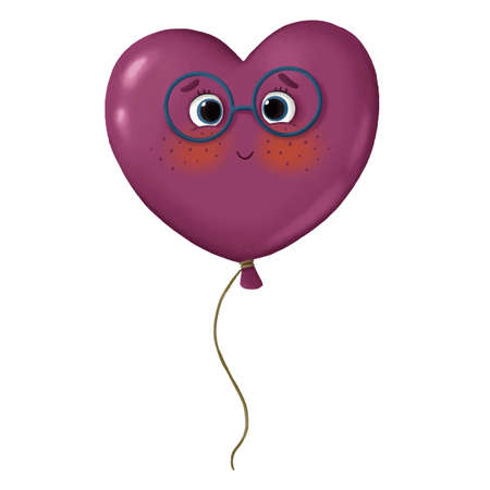 Cute cartoon balloon with eyes and a smile the color of an orchid flowerのイラスト素材