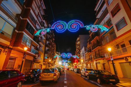 Valencia, Spain, March 15, 2018. National Festival of Fallas. Falla in area Malvarrosaのeditorial素材