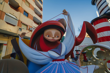 Valencia, Spain, March 15, 2018. National Festival of Fallas. Falla in area Benimacletのeditorial素材