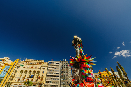 Falla in city centre during national Festival of Fallas. Valencia, Spain, March 16, 2018のeditorial素材