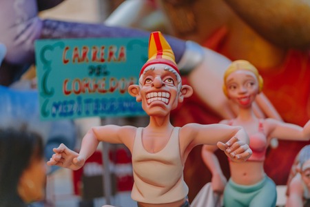 Falla in city centre during national Festival of Fallas. Valencia, Spain, March 16, 2018のeditorial素材
