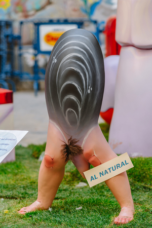 Falla in city centre during national Festival of Fallas. Valencia, Spain, March 16, 2018のeditorial素材