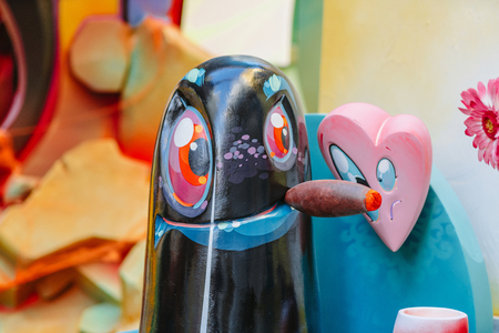 Falla in city centre during national Festival of Fallas. Valencia, Spain, March 16, 2018のeditorial素材