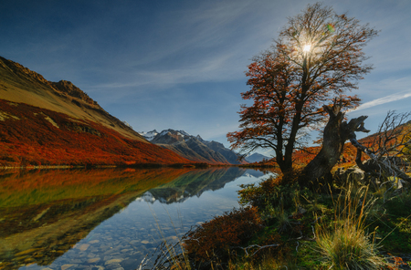 Lakes in the National Park Los Glaciares Autumn in Patagonia, the Argentine sideの写真素材
