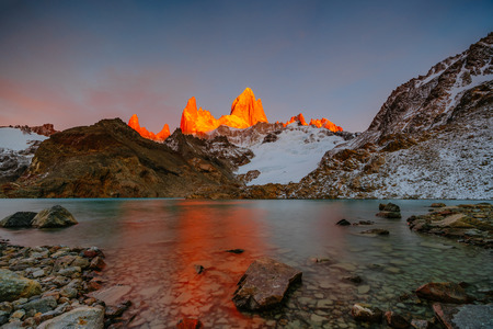 View of Mount Fitzroy during sunrise. Argentine Patagonia in Autumnの写真素材