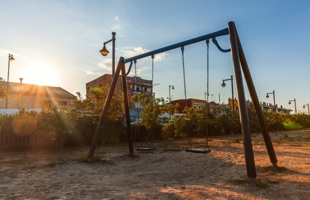 The sunset clock on the beach of Malvarros on a clear day. Valencia, Spainの写真素材