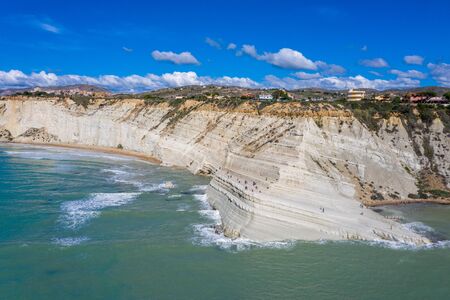 Aerial view of the rock Scala dei Turchi on the island of Sicily. Autumn in Italy