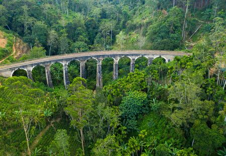 Aerial view of Nine Arch Bridge on Sri Lanka.の写真素材