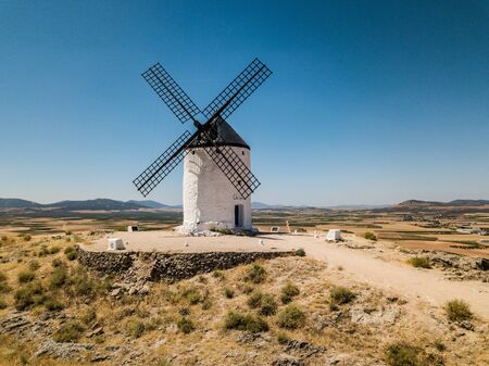 Aerial view of Don Quixote windmills. Molino Rucio Consuegra in the center of Spainの写真素材