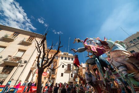 Las Fallas,papermache models are constructed then burnt in the traditional celebration in praise of...