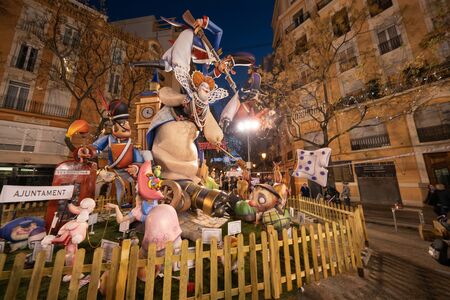 Las Fallas,papermache models are constructed then burnt in the traditional celebration in praise of...
