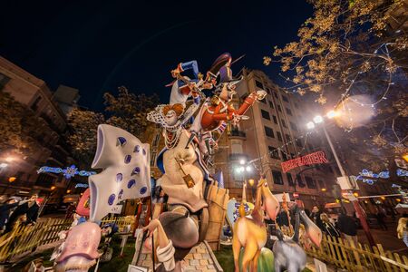 Las Fallas,papermache models are constructed then burnt in the traditional celebration in praise of...