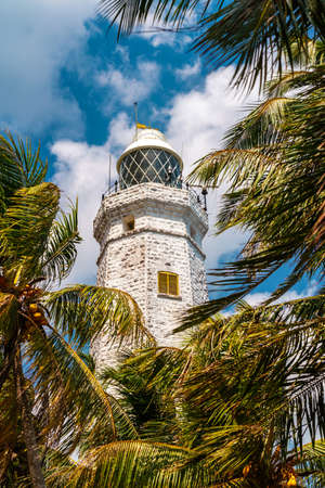 Panoramic view at White lighthouse Dondra. Southernmost point in Sri Lanka.の写真素材