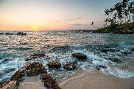 Beautiful sunset over the sea. Sri Lankaの写真素材