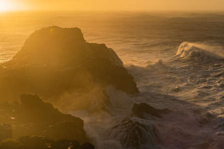 View from cape Dyrholaey, Iceland. Stormy sunrise