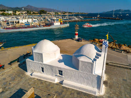 Aerial view of the island of Greek island Eginaの写真素材