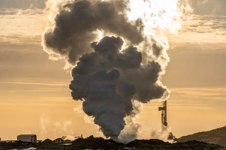 Power plant harnessing geothermal energy, south-western Iceland.の写真素材