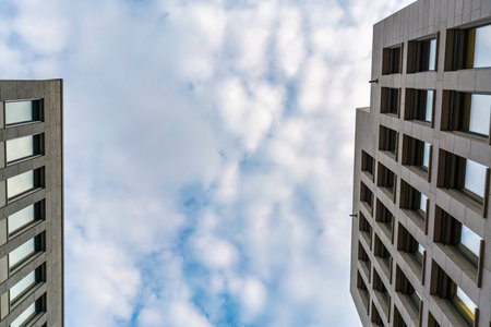 Modern Architecture Against a Summer Sky in Hamburg, Germanyの写真素材