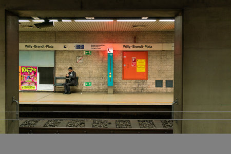 Quiet Moments at Willy-Brandt-Platz Station in Hamburgの写真素材