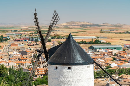 Beautiful Summer View of Consuegra Windmills in Spainの写真素材