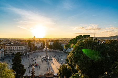 Sunset Over Rome: A Stunning View of the Eternal Cityの写真素材