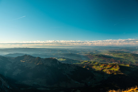Stunning Autumn View from Mount Pilatus, Switzerlandの写真素材