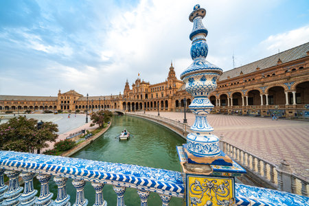 Stunning View of Plaza de Espaa in Seville, Spainの写真素材
