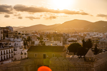 Breathtaking Sunset Over Ibiza Cityscapeの写真素材