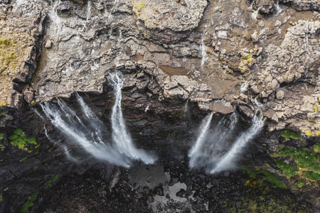 Stunning Aerial View of Waterfalls in Faroe Islands