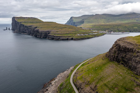 Breathtaking Aerial View of the Faroe Islands at Summers Endの写真素材