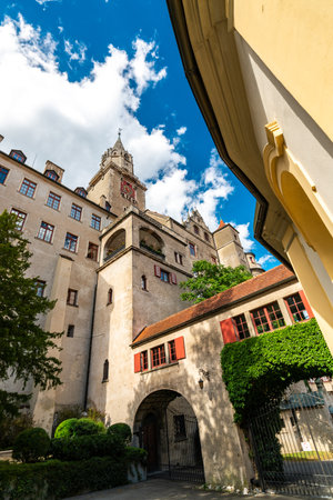 Majestic Schloss Sigmaringen in Summer: A Stunning Architectural Marvelの写真素材