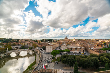 Stunning Aerial View of Rome, Italy with Saint Peters Basilicaの写真素材