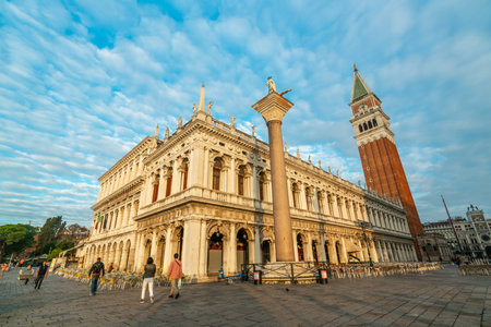 Stunning View of St. Marks Square and Campanile in Venice, Italyの写真素材