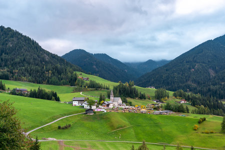 Charming Village View at Lago di Braies, Italyの写真素材