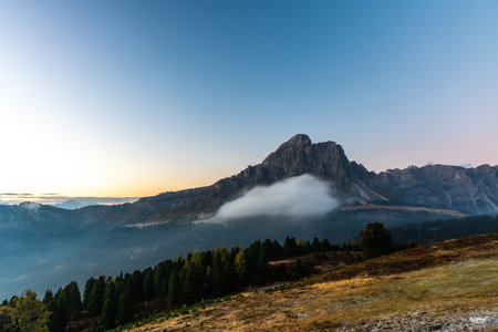 Stunning Sunrise Over the Alps Mountains in Italyの写真素材