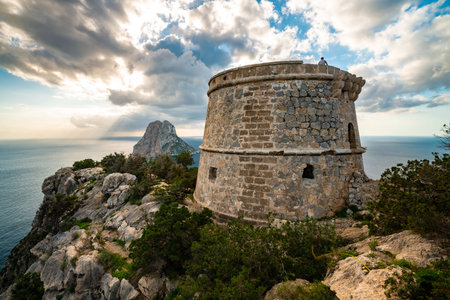 Stunning View from a Historical Tower near Ibiza, Spainの写真素材