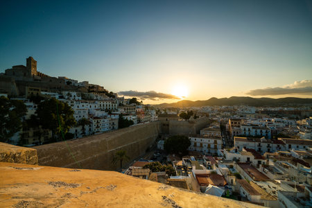 Stunning Sunset Over Ibiza Town: A Captivating Viewの写真素材