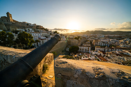 Sunset View from Dalt Vila Fortress, Ibiza, Spainの写真素材