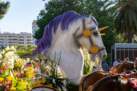 Colorful Float at Valencia Flower Battle Festival, Spainの写真素材
