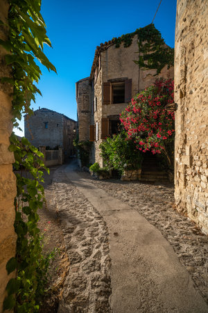 Charming Rustic Alleyway in Provence, Franceの写真素材