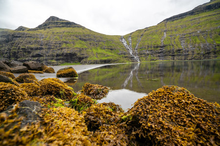 Aerial Panorama of Faroe Islands at Summers Endの写真素材