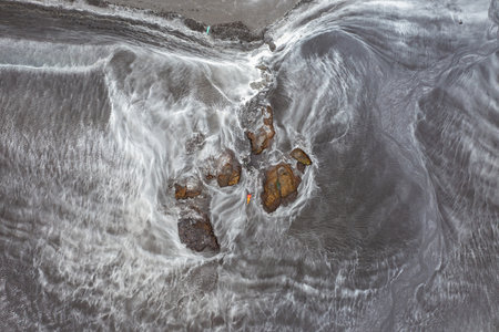 Aerial View of Coastal Rocks at Faroe Islands in Late Summer