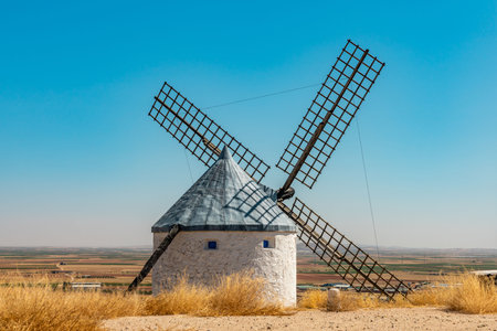 Scenic Windmills of Consuegra, Spain on a Summer Dayの写真素材