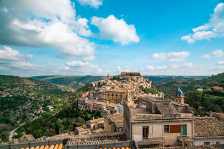 Breathtaking View of the Scenic Town in Sicily, Italyの写真素材