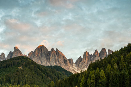 Majestic Dolomites at Sunset in Santa Maddalena, Italyの写真素材