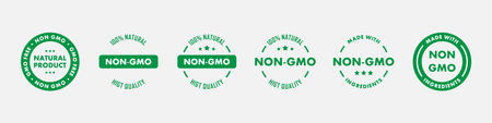 GMO free icon, sticker or label. Non GMO emblem. Natural and ecology food. Organic product. Vectorのイラスト素材