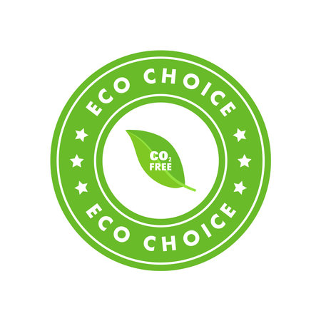 Eco choice sticker or label. Product high quality guarantee illustration, check mark approval symbol.のイラスト素材