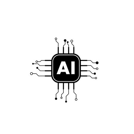 AI generator or processor. Artificial intelligence concept. AI electrical board. Artificial intelligence generative process. Vector illustrationのイラスト素材