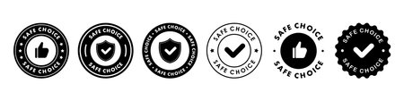 Safe choice sticker, label, sign or emblem. Safe choice icon, sign or sticker set. Vectorのイラスト素材